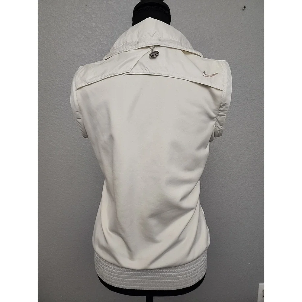 Nike Golf Jacket Vest Womens Small Ivory Puffy Removable Sleeves Pickle‎ ball S